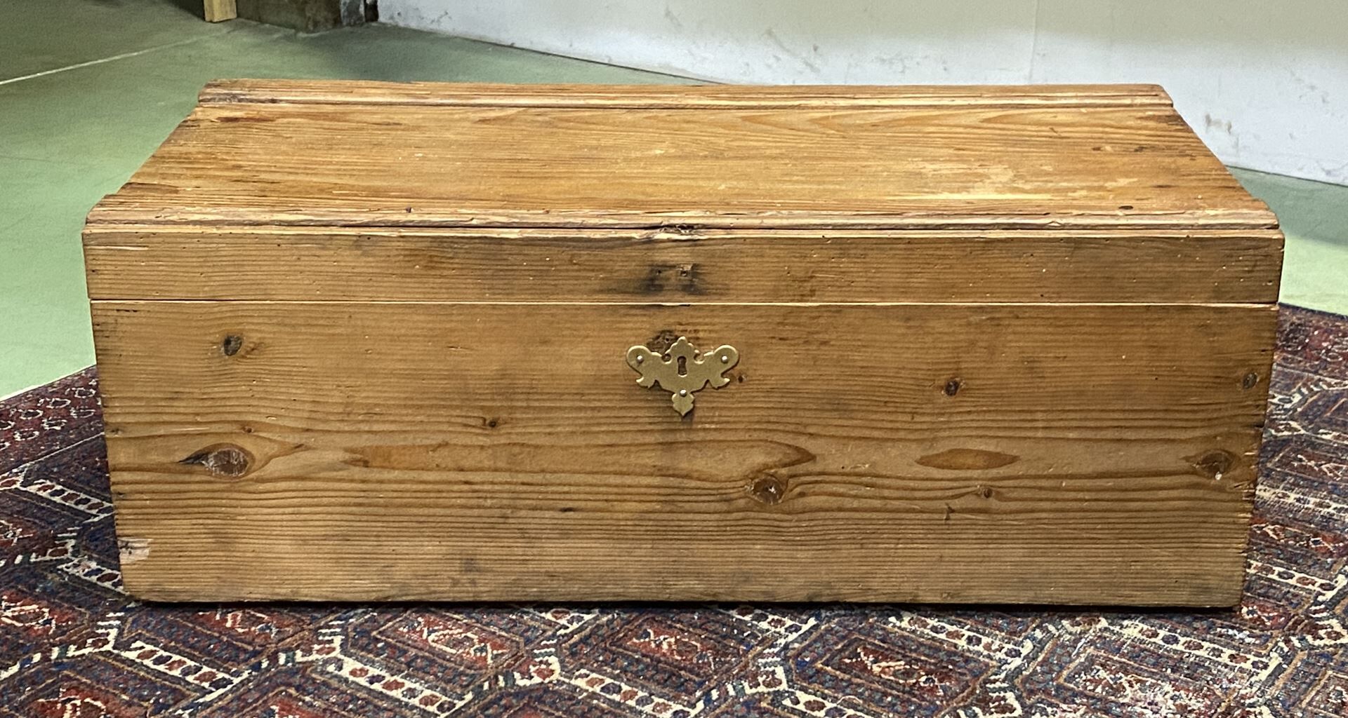 Early 20th century fir box with brass handles