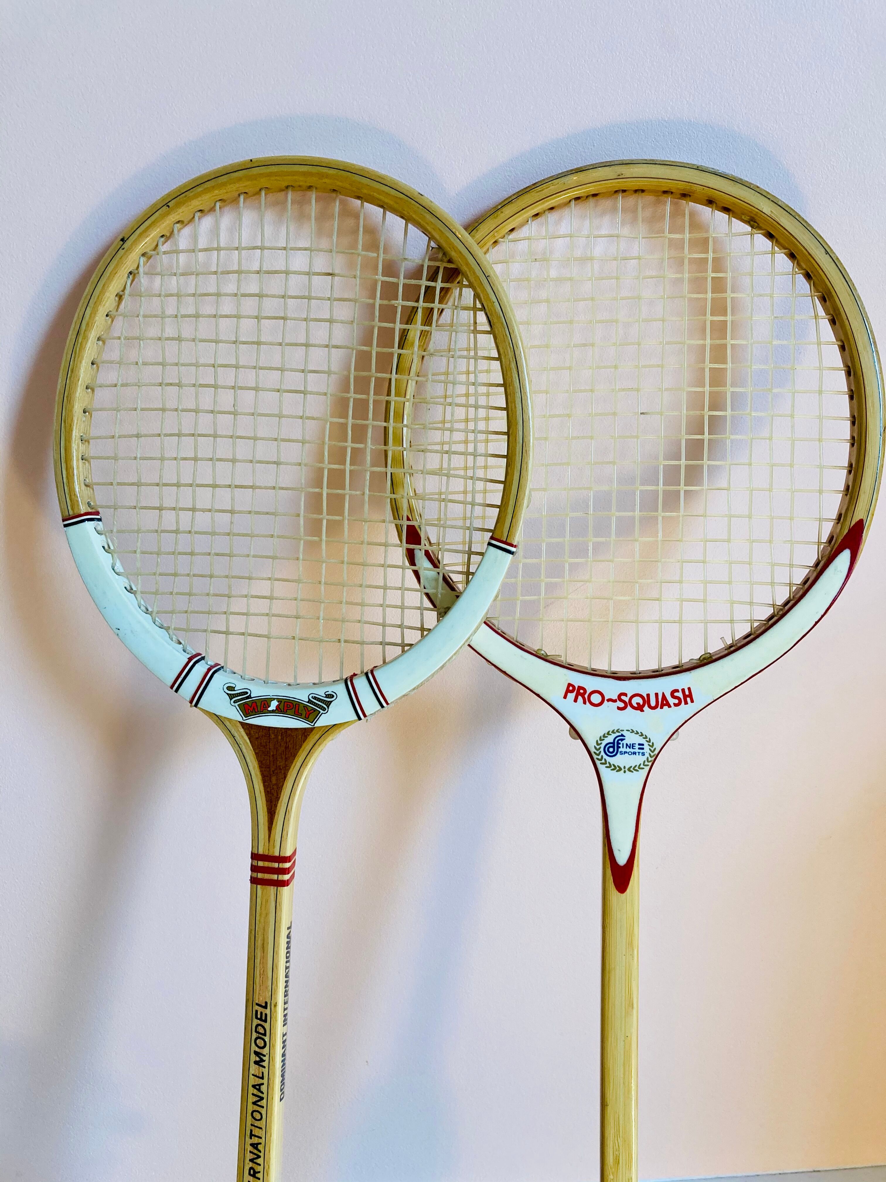 2 antique squash rackets