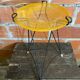 Antique Tripod Side Table Black Metal & Yellow Glass Bowl Years