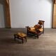 Jangada lounge chair with ottoman in cognac leather by Jean Gillon, Brazil, 1960s