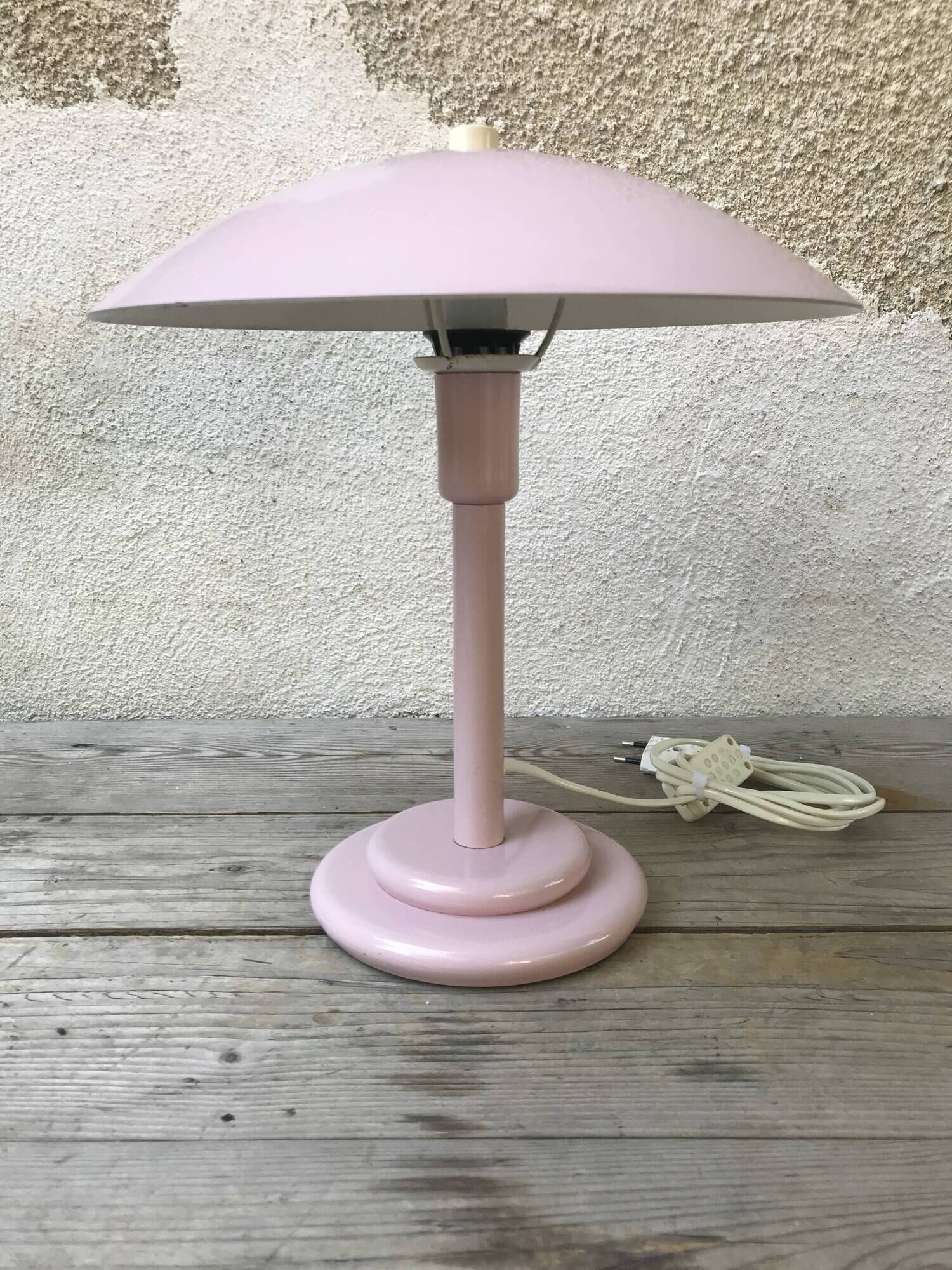 Lamp mushroom aluminor metal rose france 70s vintage