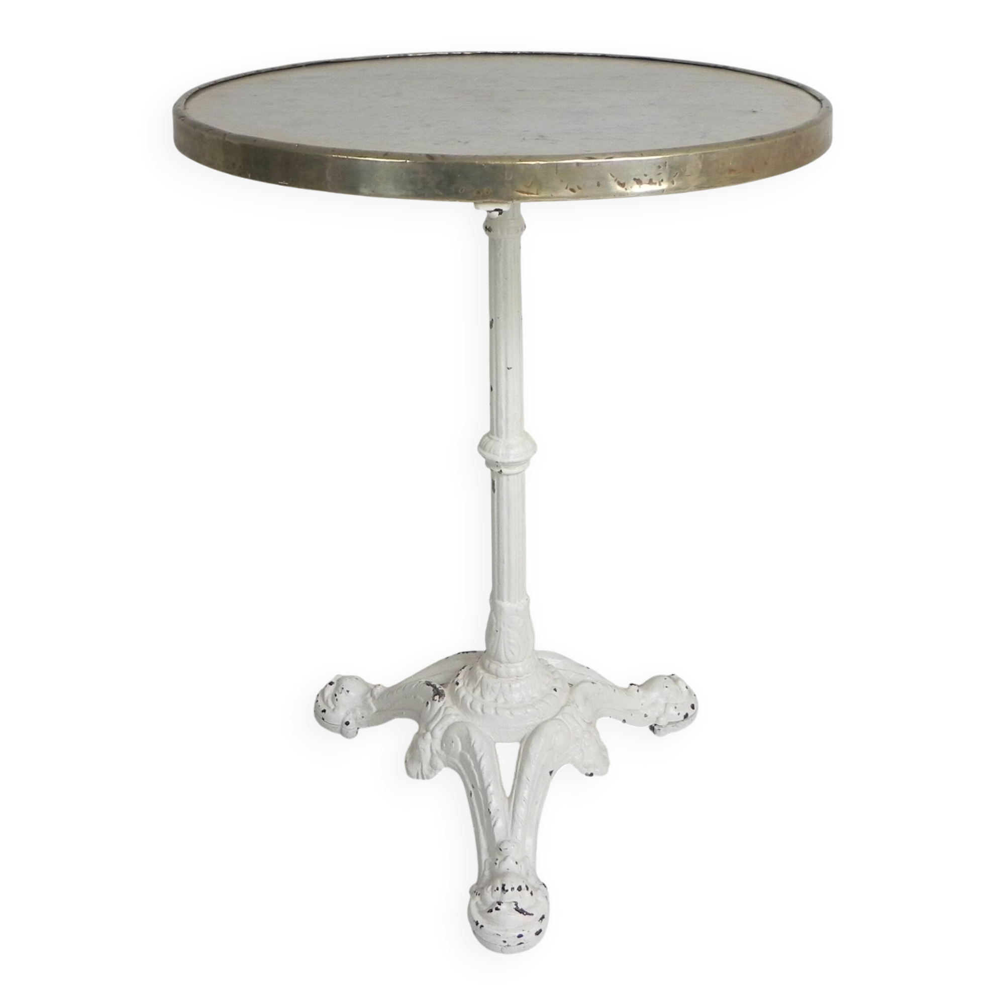 Bistro table with cast iron legs and marble top, 1920s.