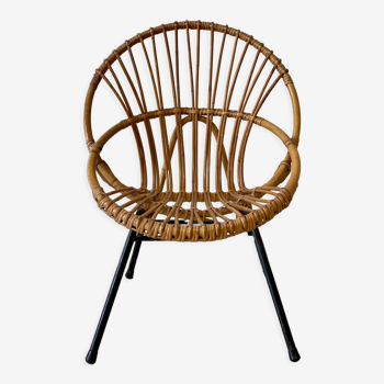 Rattan shell armchair