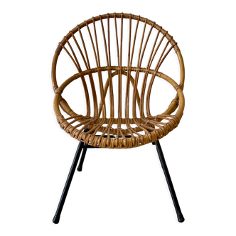 Fauteuil coquille en rotin