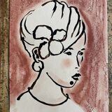 Signed painting in Indian ink and pastel, female portrait “study with a curl”