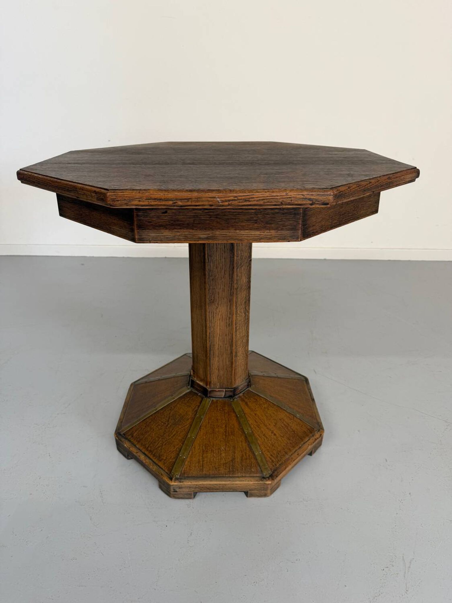 Ancienne table en bois de bistrot années 40/50 vintage finition laiton