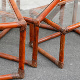 Rattan and glass side tables