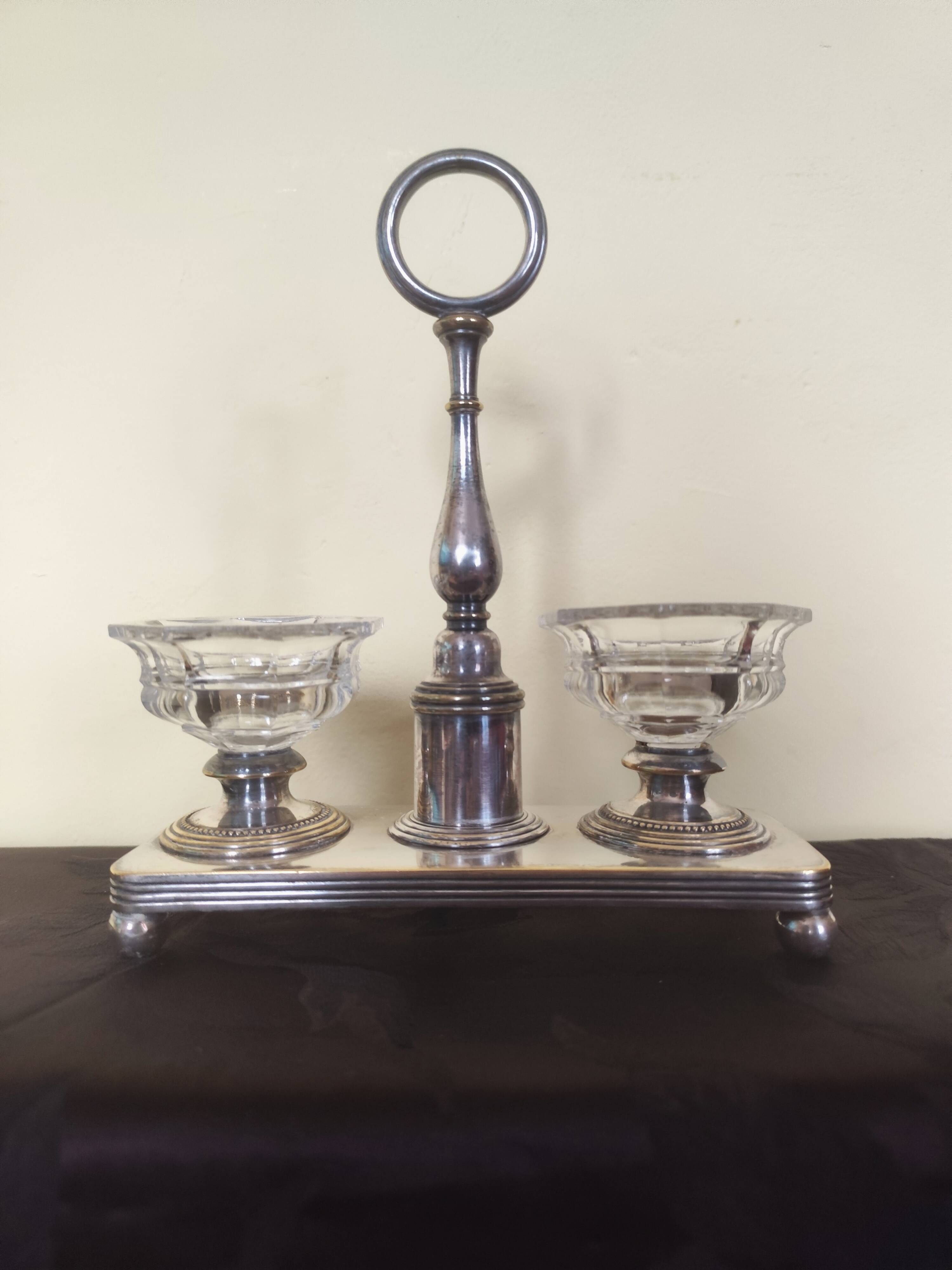 crystal and silver-plated metal salt and pepper shaker Christofle