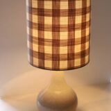 Vintage table lamp, 1950s ceramic base and beige gingham shade.