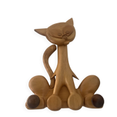 Vintage cat coat rack in solid pine from the 70s-80s.