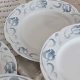 6 dessert plates - Antique tableware set 82 pieces Sarreguemines earthenware Art Nouveau style