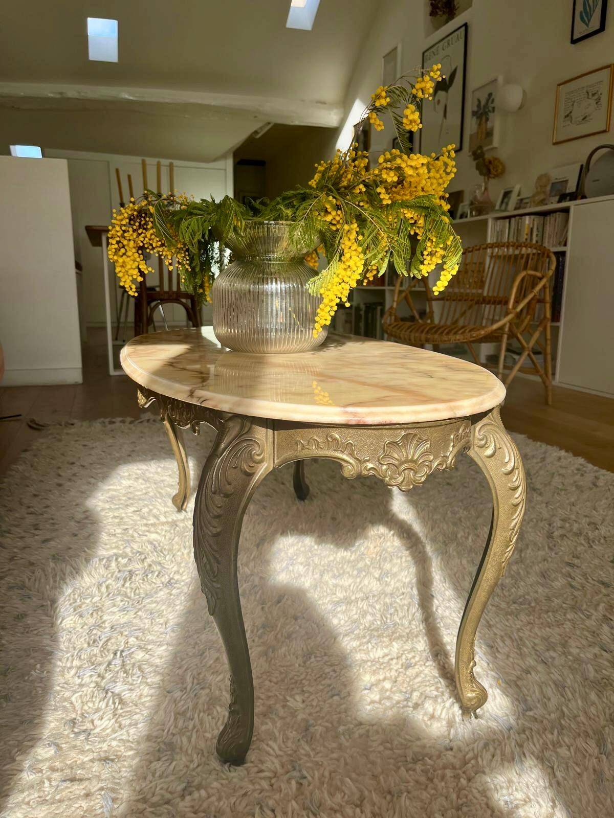 Vintage marble and brass coffee table