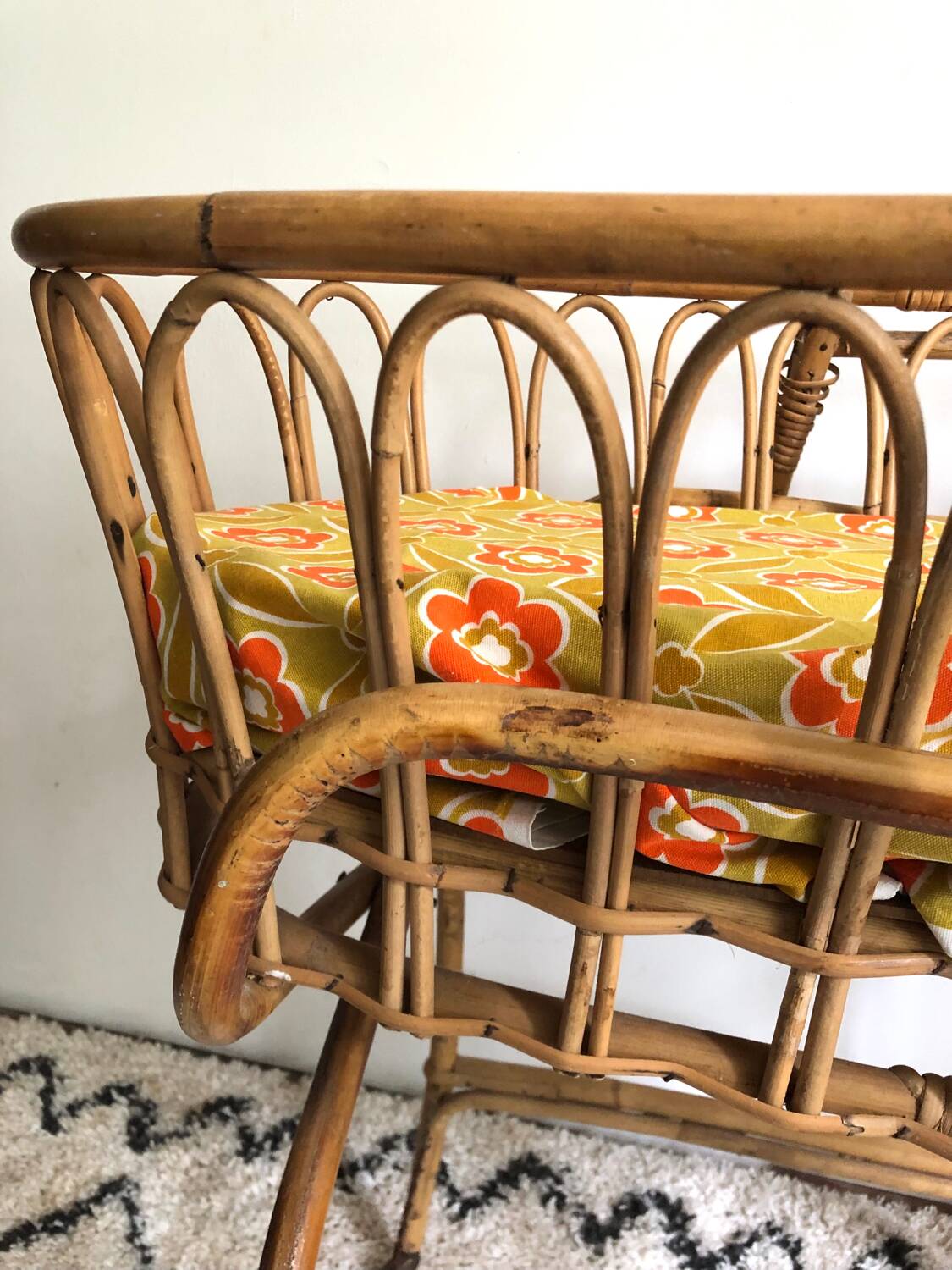 Vintage rattan cradle