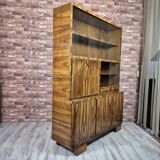 Restored Mid-Century Flame Walnut Highboard with Bar Cabinet - 1960s