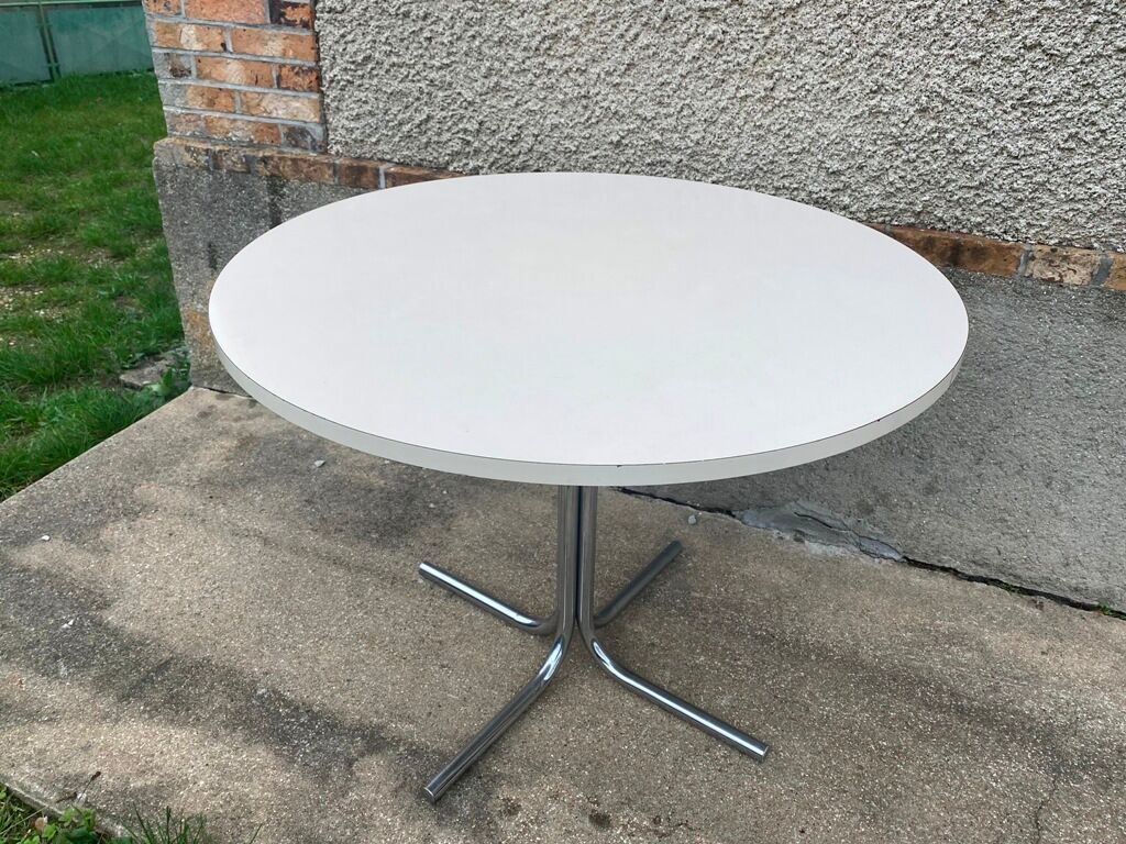 Round kitchen dining table 100cm chrome legs