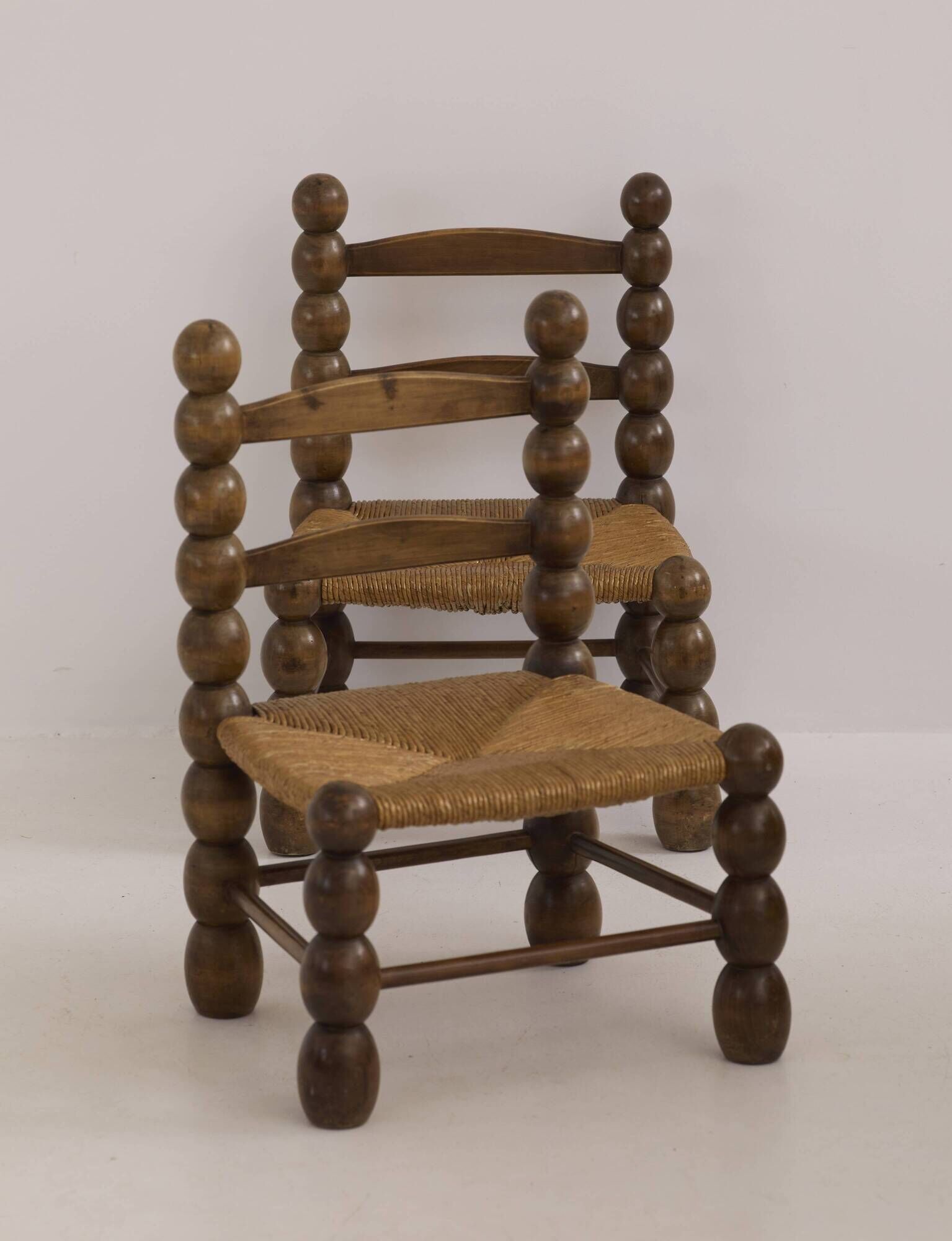 Vintage low chair in solid wood (oak) Dlg Dudouyt Circa 1960