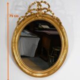 Miroir Ovale en Bois Doré, Style Louis XVI, époque Napoléon III – Milieu XIXe