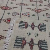 Traditional white multicolored Berber carpet 200-105cm