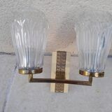 Pair of vintage wall lights from the 50s and 60s in brass glass