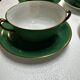 Service 14 Tasse et sous-tasse à Bouillon Art-Deco Vert Émeraude et Or