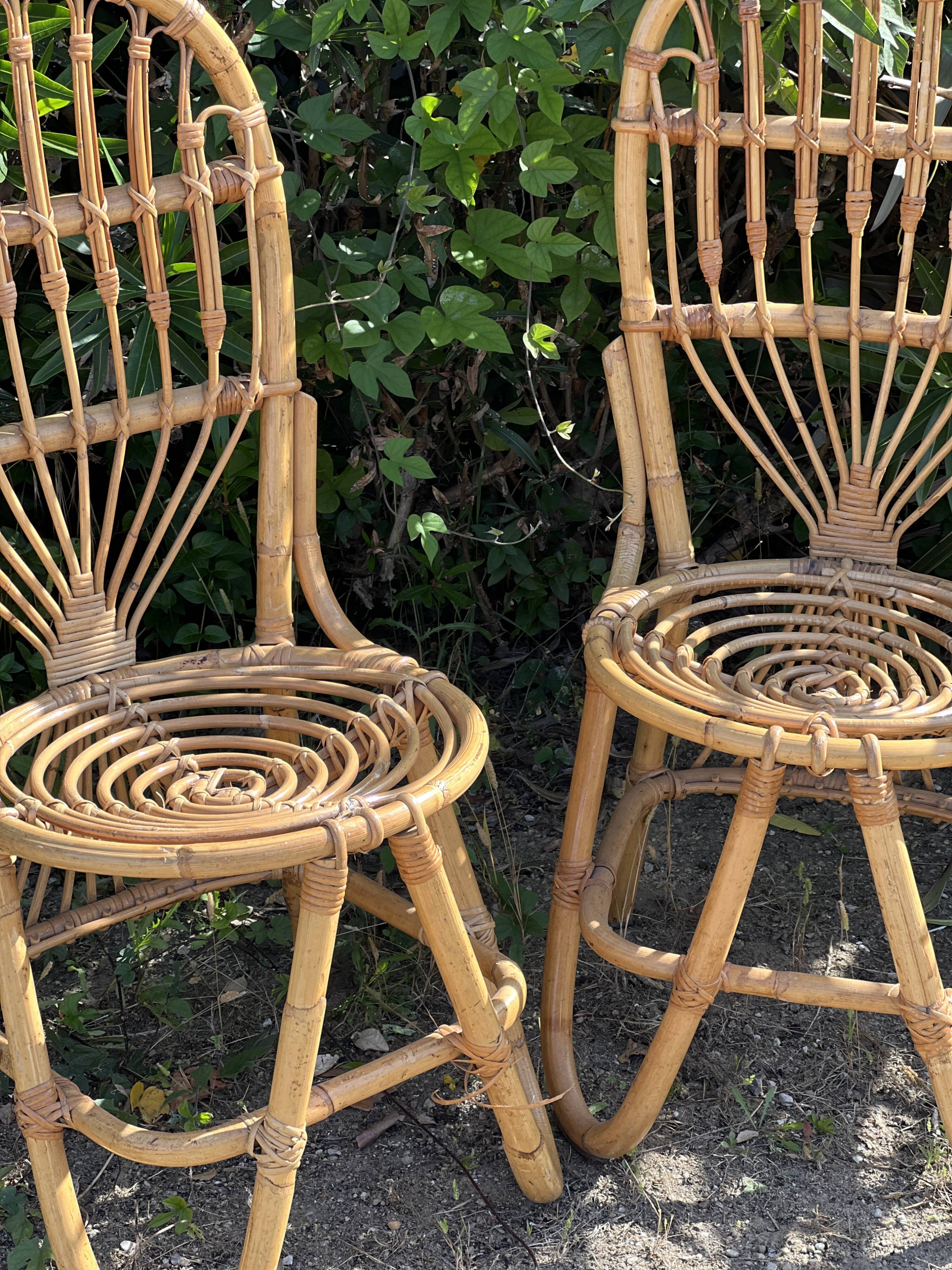Paire de chaises en rotin