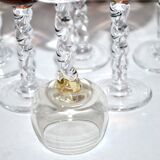 Set of 6 balloon stemmed glasses, Liquor glass in smoked colored glass 9.5cm