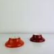 2 space age egg cups in orange and red ceramic, 70s