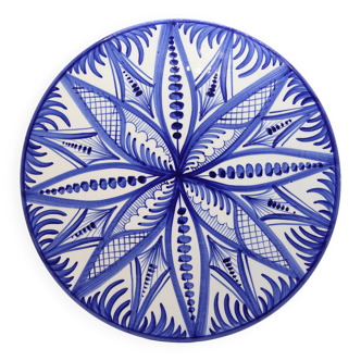 Xl dish from Spain with hand-painted blue rosette