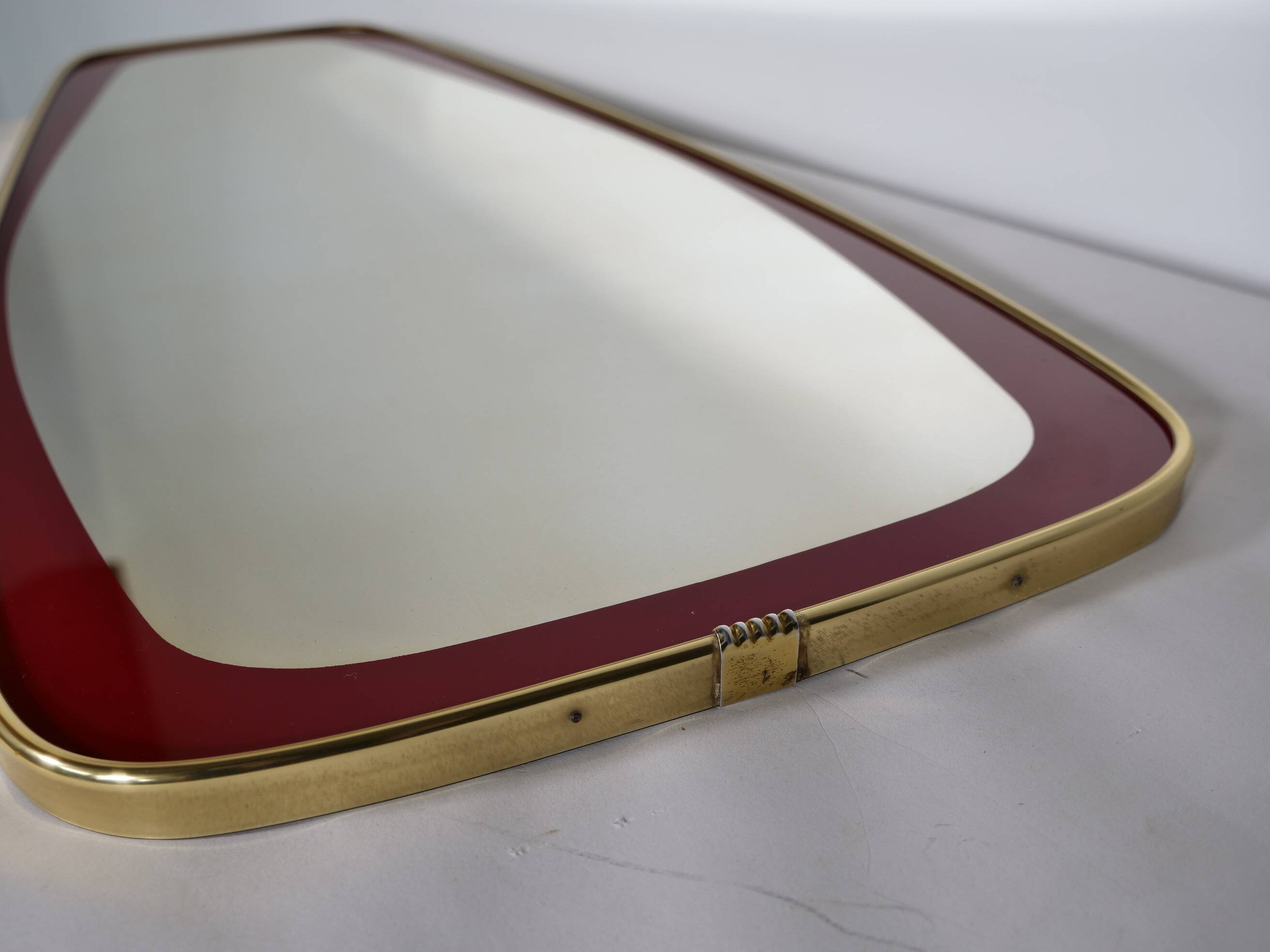 Design Mirror 1950s Freeform Wall Mirror Gold Rim
