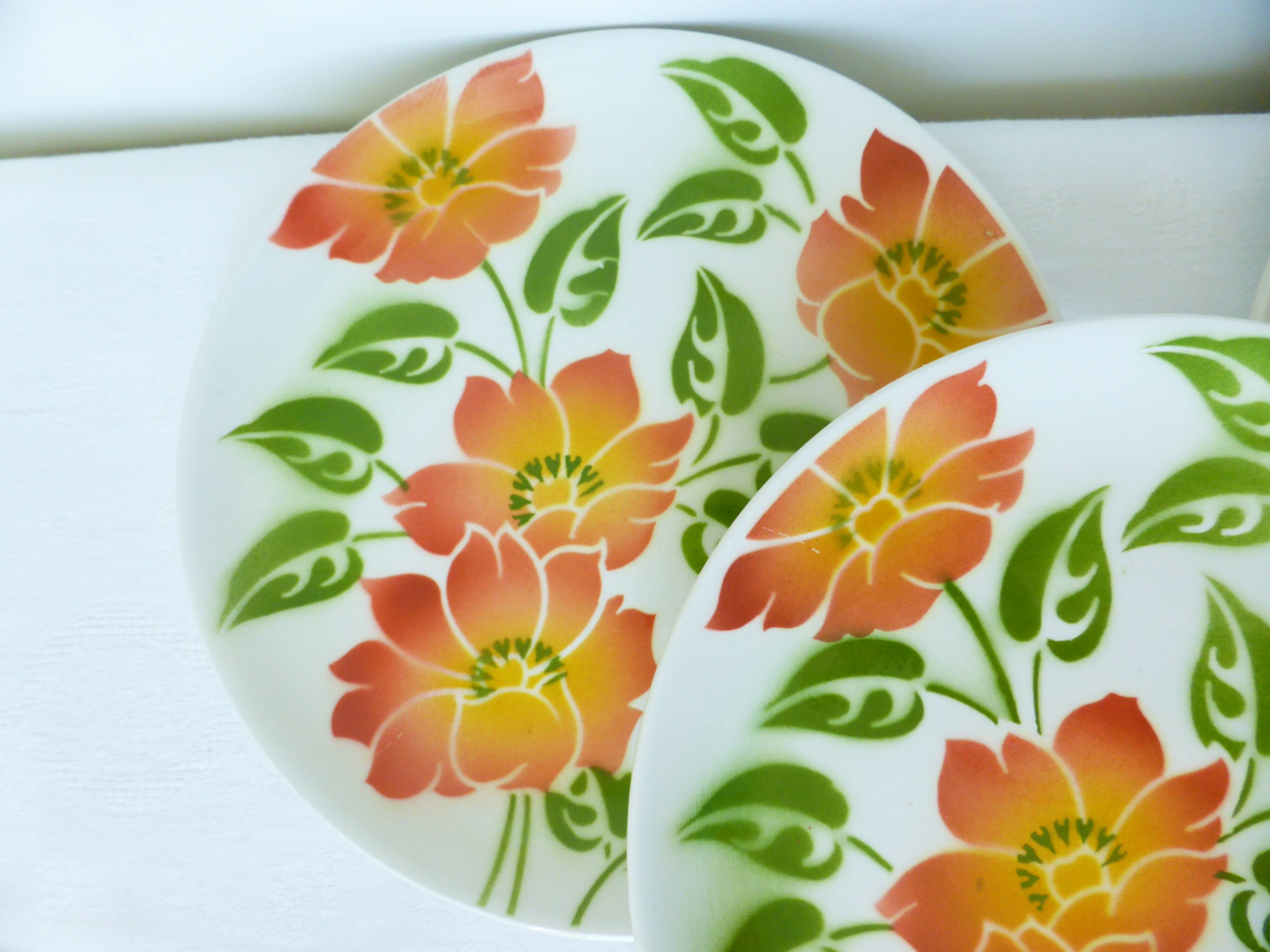 4 vintage dessert plates Moulin des Loups Orchies model Ontario 210677