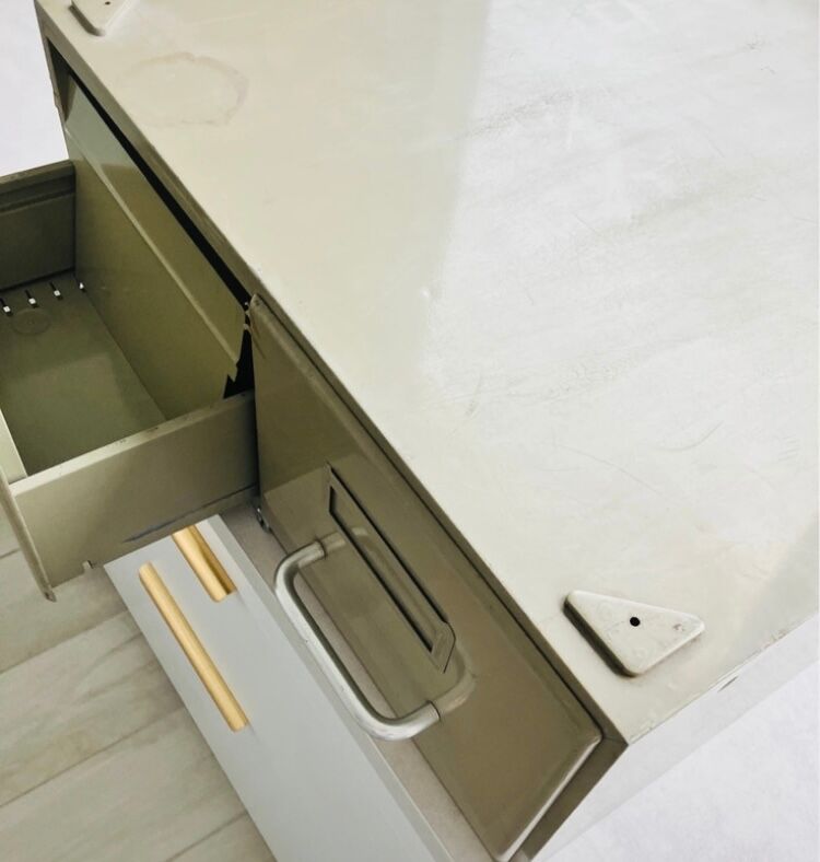 Metal filing cabinet with 2 drawers