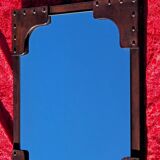 Leather-covered wall mirror attributed to Jacques Adnet 1950