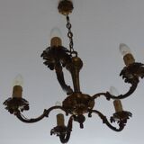 Bronze chandelier 5 branches leaf pattern
