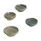 Set of 4 Scandinavian collection bowls in brown and green stoneware, mid-20th century.