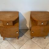 Pair of art deco bedsides in lemon tree magnifying glass