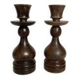 Pair of wooden candlesticks