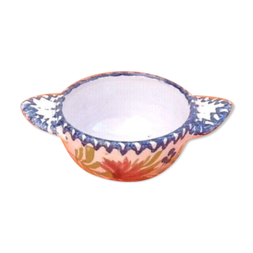 Charolles earthenware Bowl with ears Floral decoration, 1940s