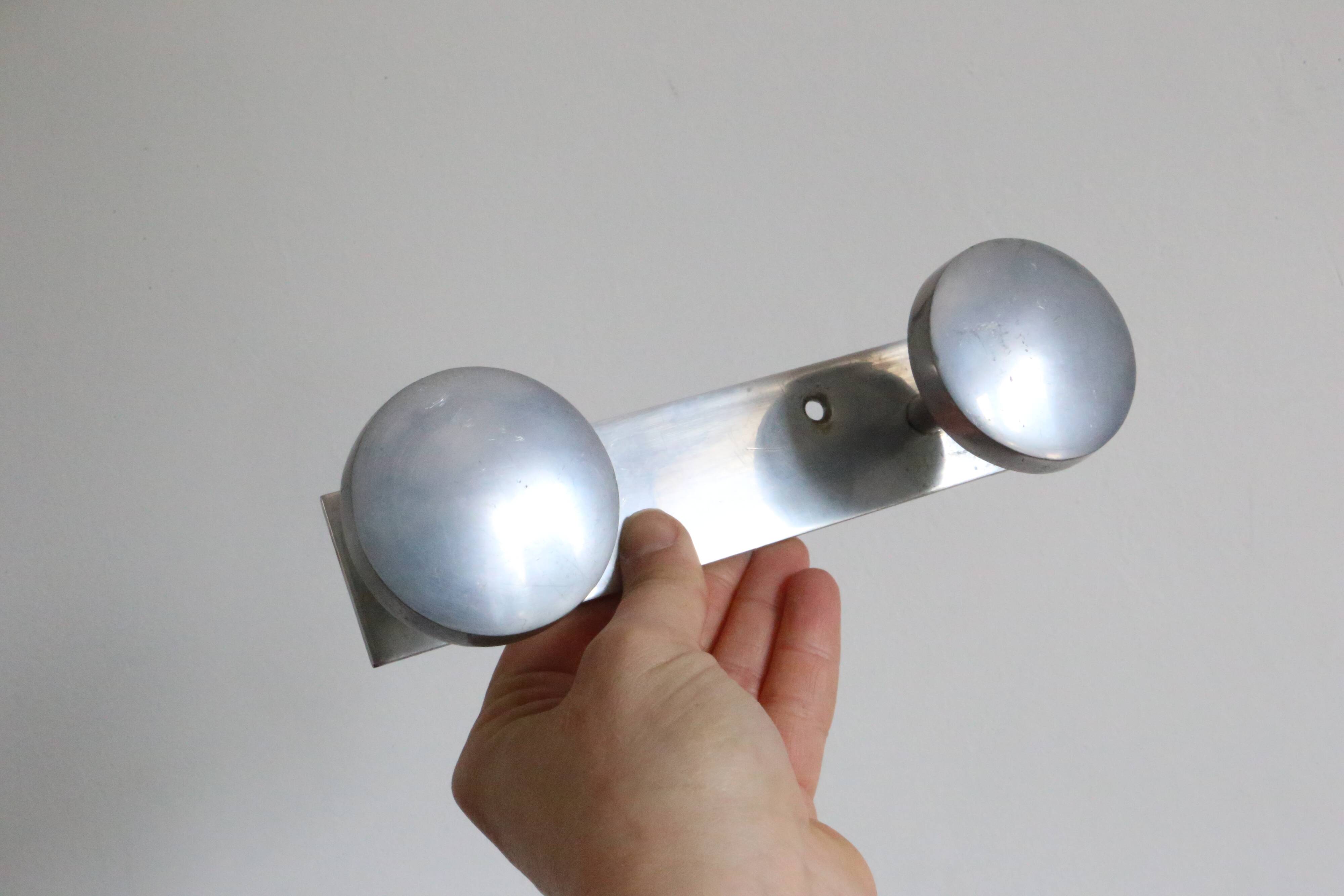 Brushed aluminum wall coat rack, vintage