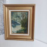 Oil painting on canvas landscape signed