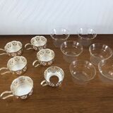 6 tea cups with silver metal support