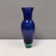 Holmegaard Harlequin Glass vase in blue with thick green base. Designed by Anja Kjær in 1994.