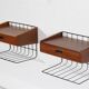Pair of vintage Scandinavian hanging bedside tables 1960