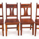 Set of 4 chairs in solid mahogany, vintage Art Nouveau, 1900