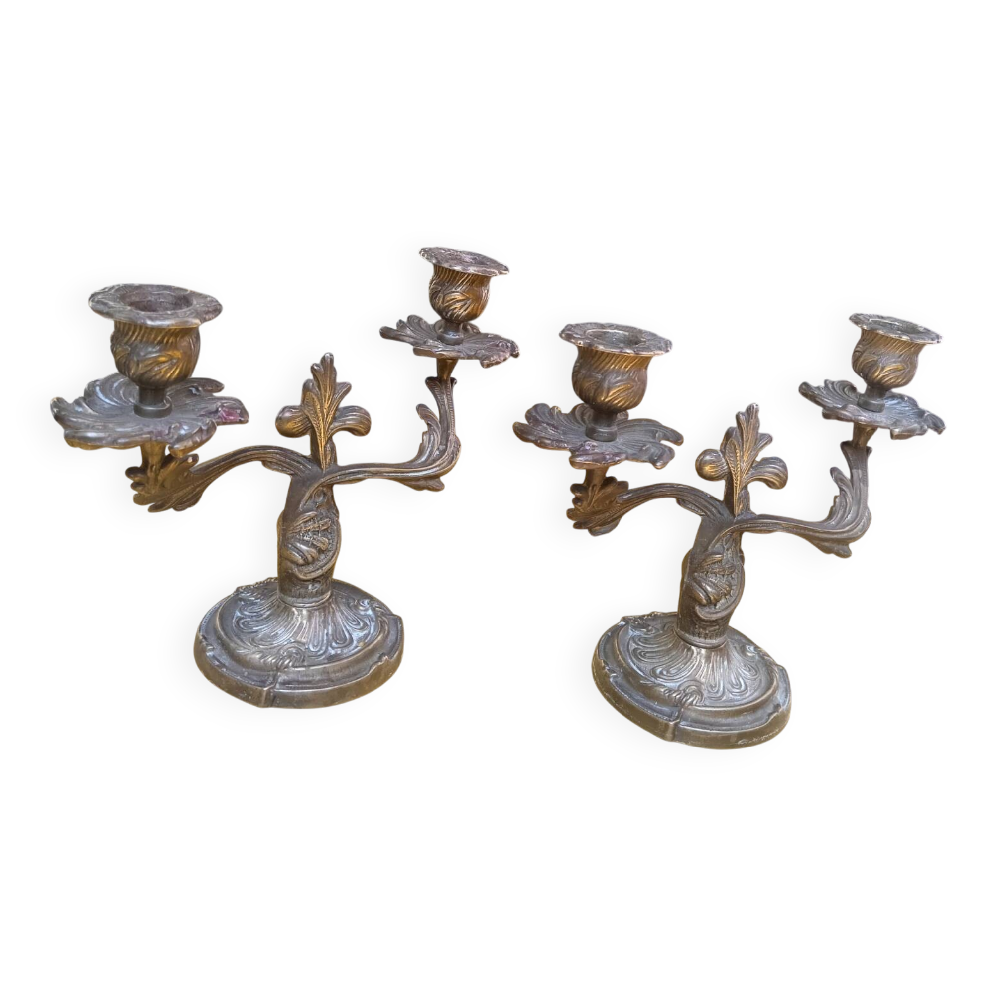 Paire de chandeliers en bronze doré