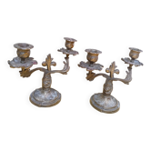 Paire de chandeliers en bronze doré