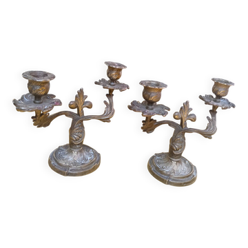 Pair of gilded bronze candlesticks