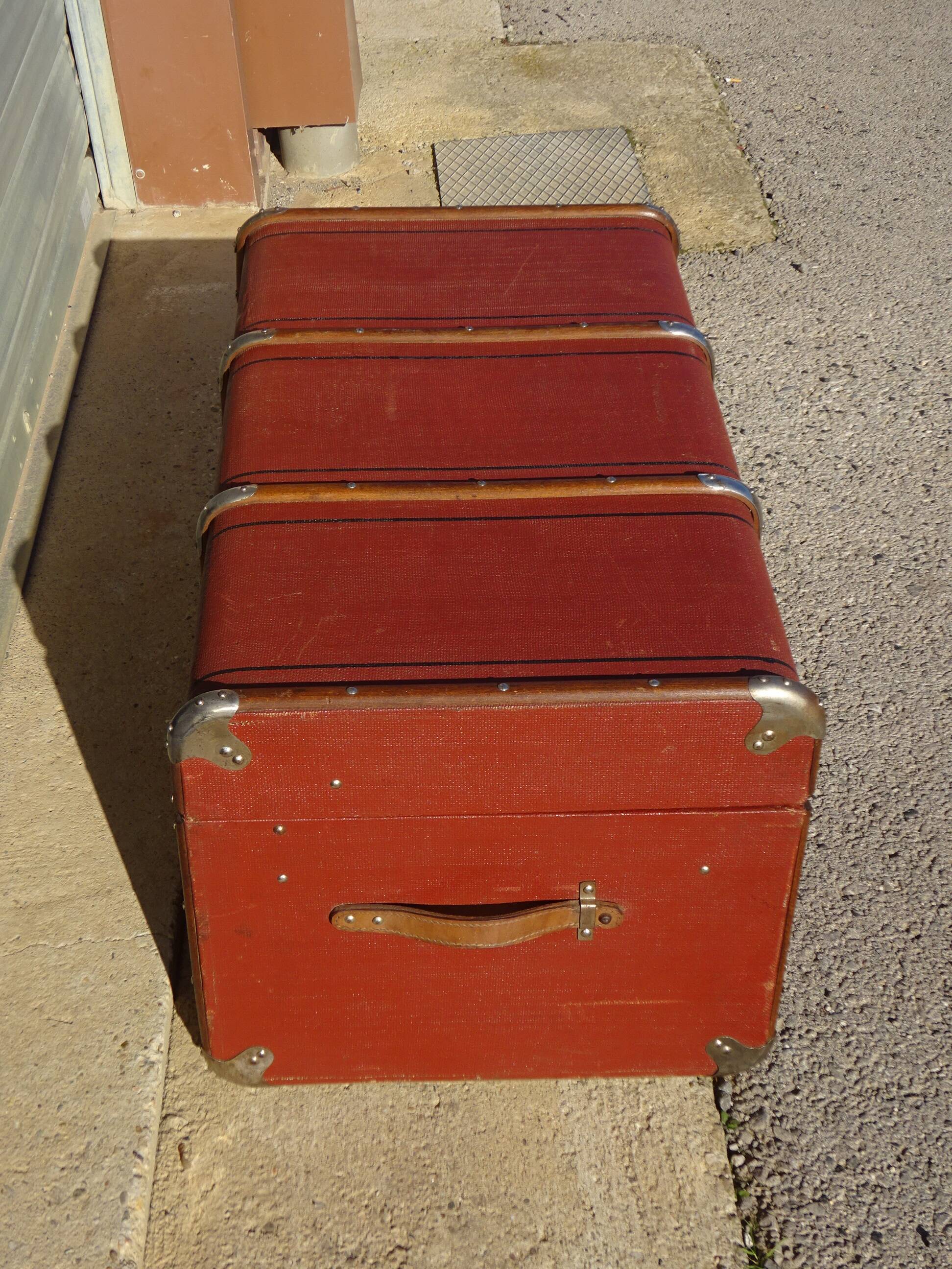 Old curved travel trunk