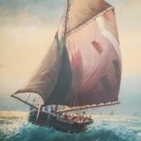 Oil on marine canvas signed Le Tallec