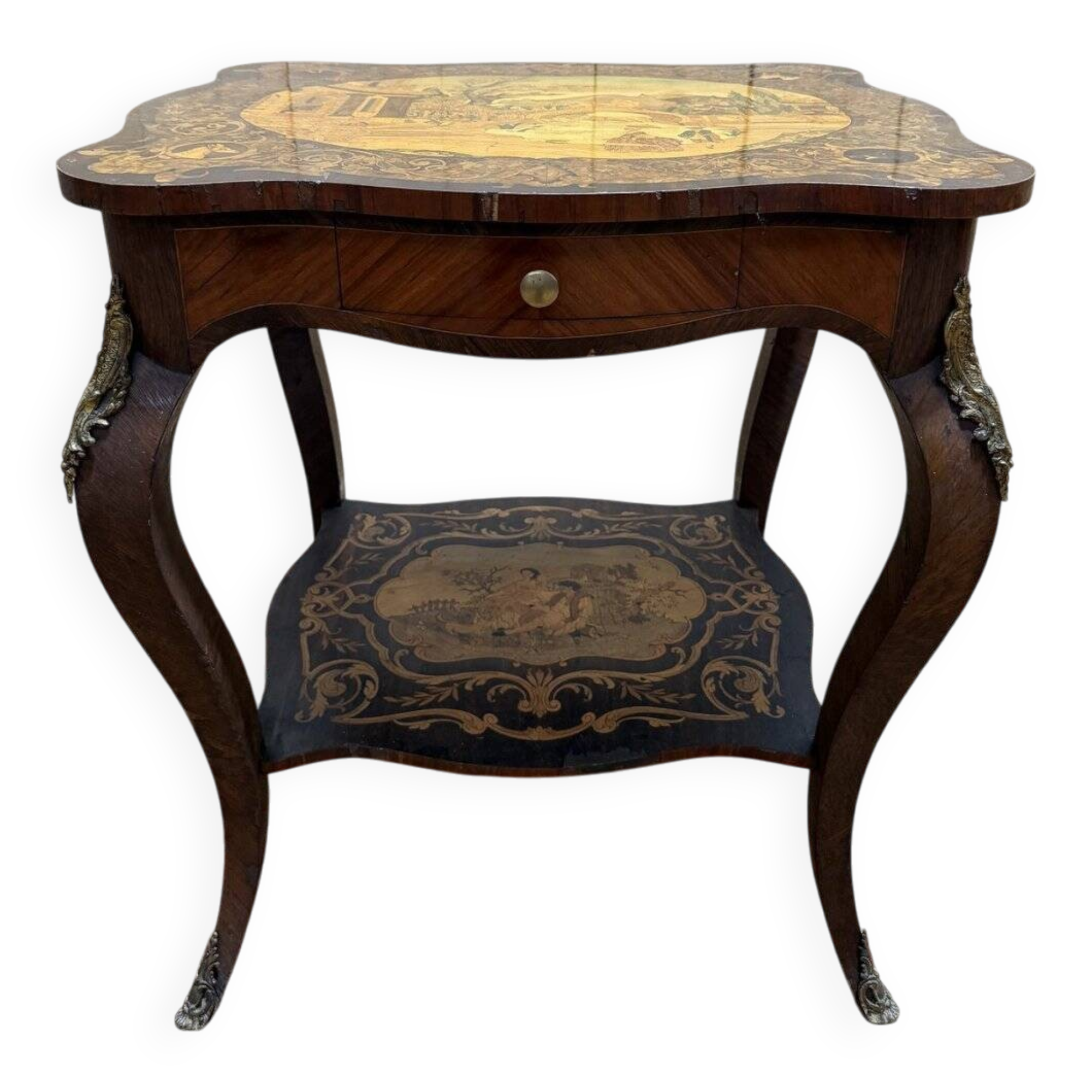 Louis XV style side table in marquetry