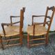 Pair of provencal straw armchairs in walnut